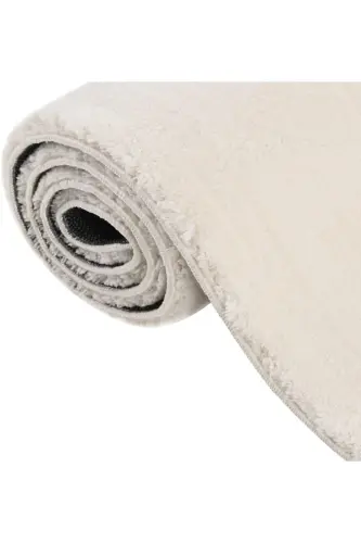 Halı Krem Tavşan Post Kaymaz Taban Kalın Peluş Halı - Yolluk-Krem - 3