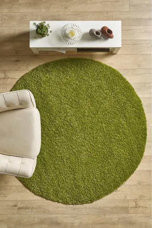 Halı Yüksek Tüylü Düz Yeşil Kabarık Uzun Tüylü Shaggy Oturma Odası Halı-cy_lıfe1500green-y-Yeşil - 1