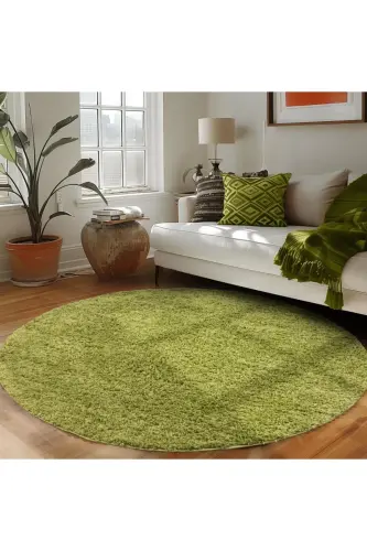 Halı Yüksek Tüylü Düz Yeşil Kabarık Uzun Tüylü Shaggy Oturma Odası Halı-cy_lıfe1500green-y-Yeşil - 6