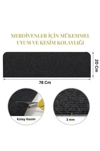 Halifleks O'zidan Yopishtirilgan Zinapoya Gilami (1 DONA) Rip Gilam Keçe Sirpanmaydigan Gilam-Antratsit - 6