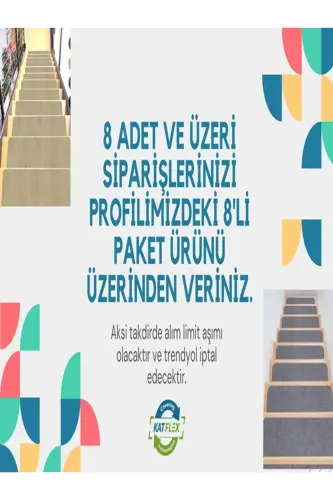 Halıflex Kendinden Yapışkanlı Merdiven Basamak Halısı (1 Adet) Füme Rip Halı Keçe Kaymaz Halı - Gri - 3