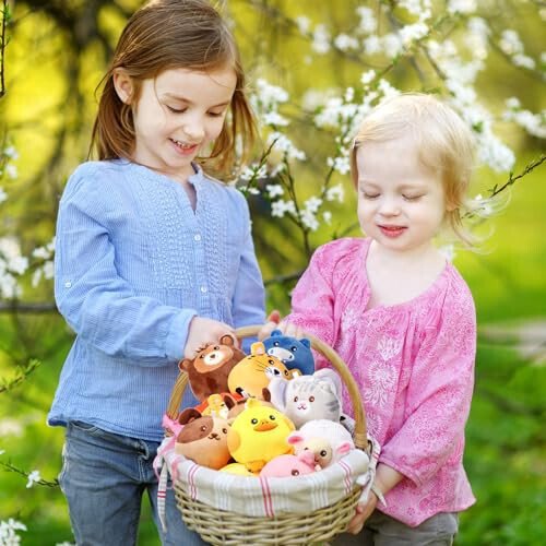 Halloscume 18 Pcs Mini Stuffed Animals Bulk 3.15 Inch Small Plush Forest Farm Jungle Animal Toys Keychains Set for Birthday Gifts Easter Egg Fillers Basket Stuffers School Prizes Party Favors - 11