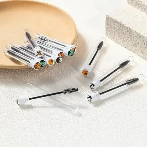 Halloween Party Decoration 48 Pieces Disposable Mascara Wands Set, Include 24 Pcs Crystal Lash Spoolies Brush and 24 Pcs Reusable Empty Eyelash Brush Tubes Women Girls Gift Idea - 5