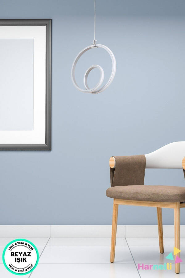 Hallway Entrance Living Room White Light Single LED Chandelier Silver Color - 8