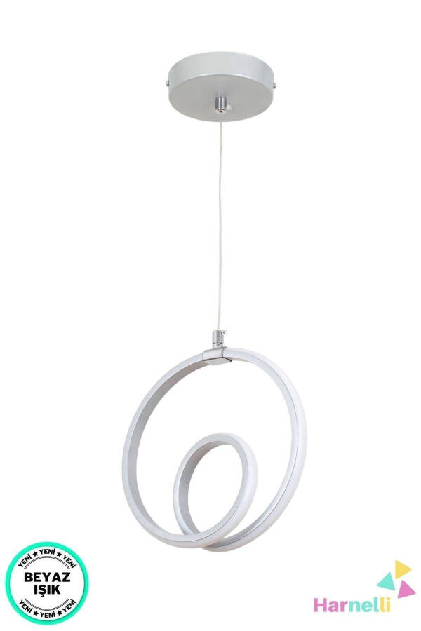 Hallway Entrance Living Room White Light Single LED Chandelier Silver Color - 4