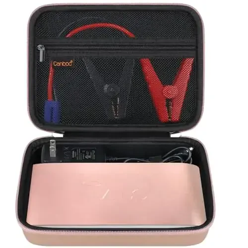 Canboc Carrying Case for Halo Bolt 58830/57720/44400/ACDC Max 55500 mWh Portable Car Jump Starter, Phone Laptop Charger Power Bank Holder for Jumper Cable, AC Wall Charger, Rose Gold 