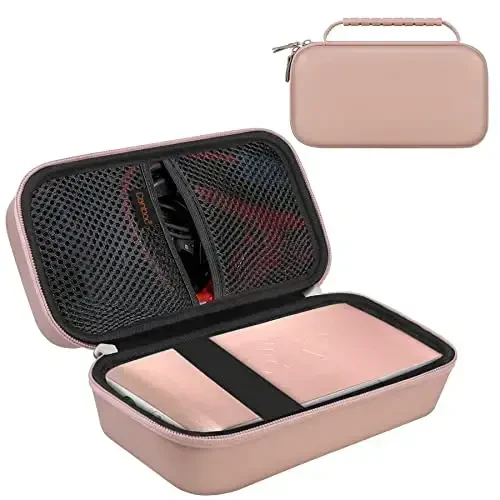 Canboc Hard Carrying Case for Halo Bolt Air 58830 mWh/Halo Bolt Air+ 55500/HALO Bolt Air+ 1750 Portable Car Battery Jump Starter, Mesh Bag fit Jump Cables, AC Outlet, Charger, Rose Gold - Canboc