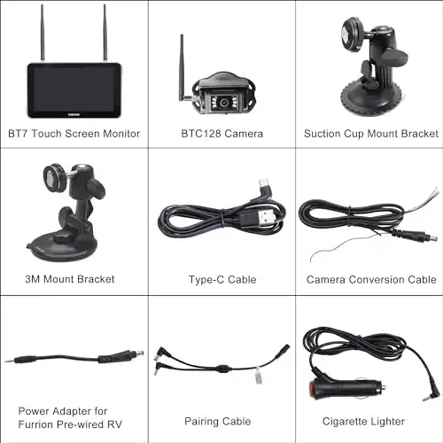 Haloview BT7 Touch RV Orqa Ko'rinishi Kamerasi Simsiz 2.4G Raqamli FHD 1080P DVR Orqa Ko'rinishi To'liq Rangli Kechasi Ko'rish Kamerasi va 7 dyuymli Sensorli Ekran Monitor Tizimi RV, Yuk mashinasi, Treyler, Yuk mashinasi, Karvon, Van, Pikap uchun - 4
