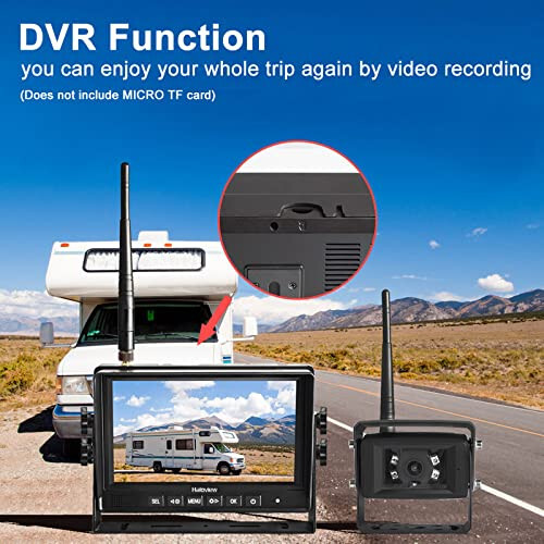 Haloview MC7108 Wireless RV Backup Camera System 7'' Monitor Built in DVR Rear View Camera with Infrared Night Vision and Wide Viewing Angle for Truck/Trailer/RV/Pickups/Camping Car/Van/Farm - 3