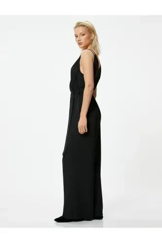 Halter Crossover Neck Jumpsuit Belted Wide Leg Full Length - 2