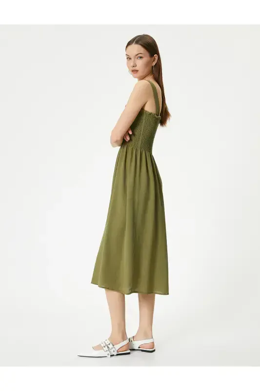 Halter Midi Dress Guipure Detailed Comfort Fit - 1