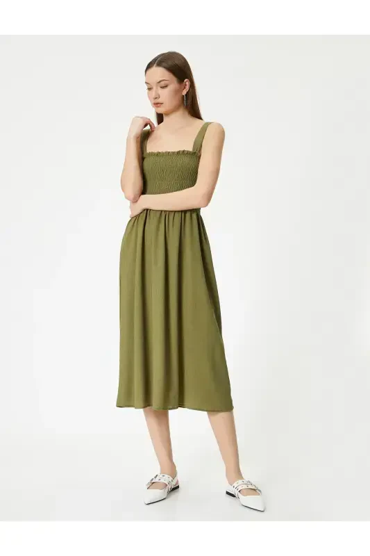 Halter Midi Dress Guipure Detailed Comfort Fit - 2