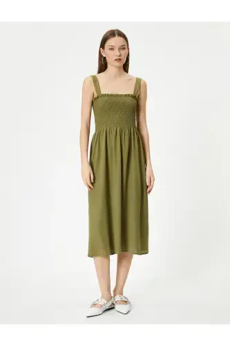 Halter Midi Dress Guipure Detailed Comfort Fit - 3