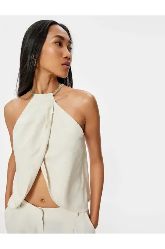 Halter Neck Blouse Asymmetric Cut Window Detailed K - 1