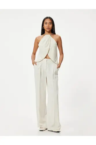 Halter Neck Blouse Asymmetric Cut Window Detailed K - 2
