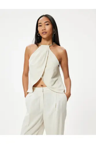 Halter Neck Blouse Asymmetric Cut Window Detailed K - 3