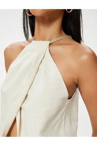 Halter Neck Blouse Asymmetric Cut Window Detailed K - 5