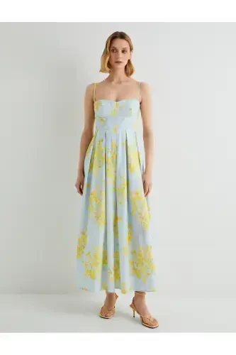 Halter Neck Floral Midi Dress - 4