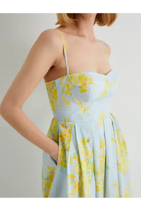 Halter Neck Floral Midi Dress - 6