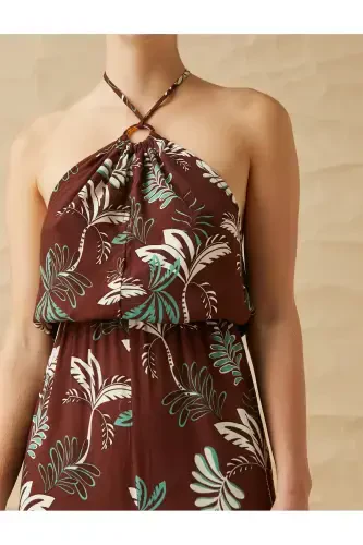 Halter Neck Jumpsuit Ring Detailed - 5