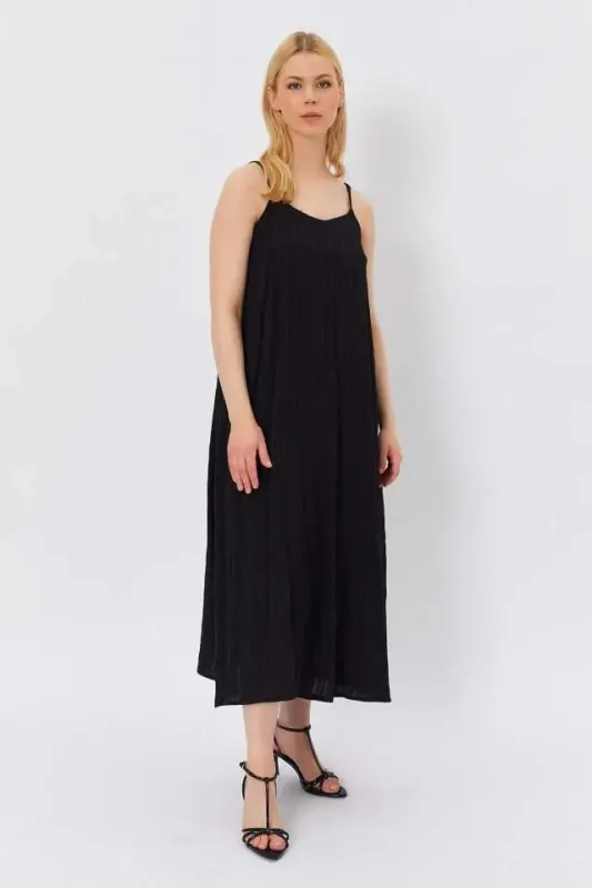 Halter Neck Maxi Flare Dress - Black - 3