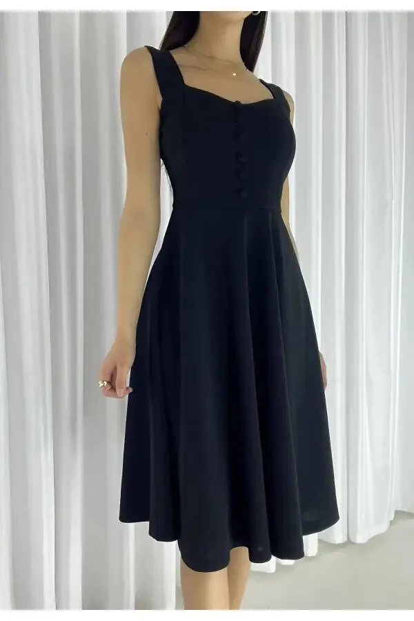 Halter Neck Midi Crepe Dress - 1