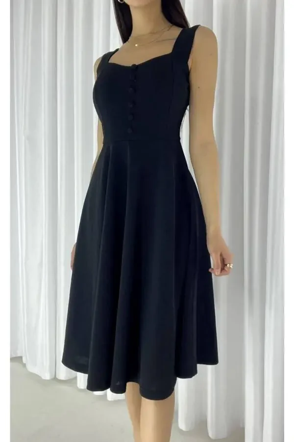 Halter Neck Midi Crepe Dress - 2