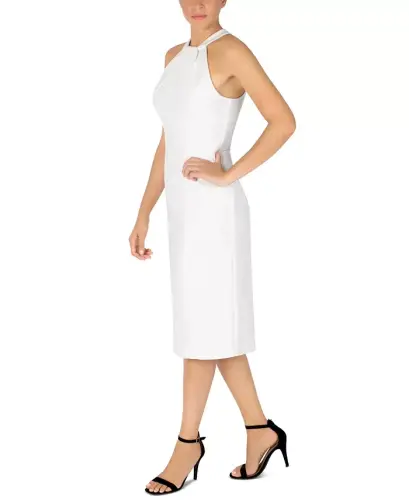Halter-Neck Sleeveless Sheath Dress - Ivory - 3