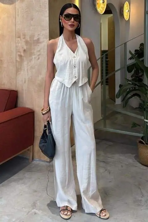 Halter Neck Vest Modal Suit 10144 - BÜYÜKBEDENIZ