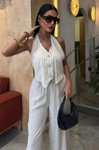 Halter Neck Vest Modal Suit 10144 - 3