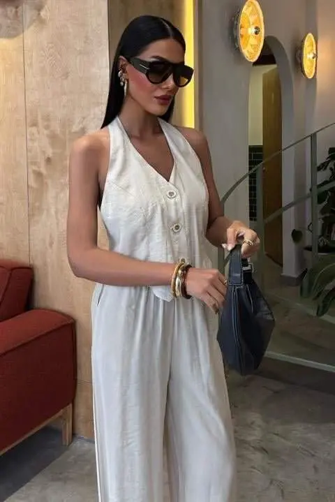 Halter Neck Vest Modal Suit 10144 - 5