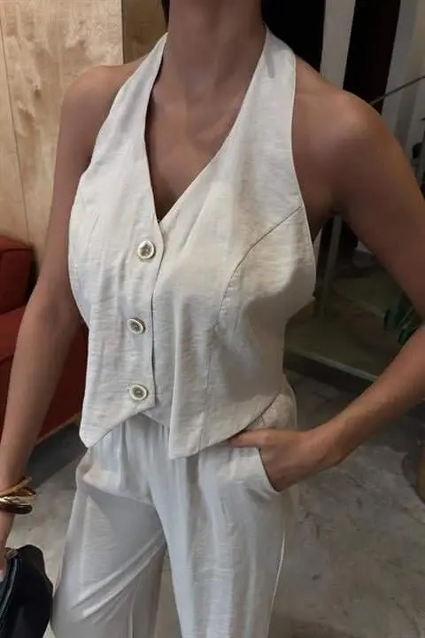 Halter Neck Vest Modal Suit 10144 - 6