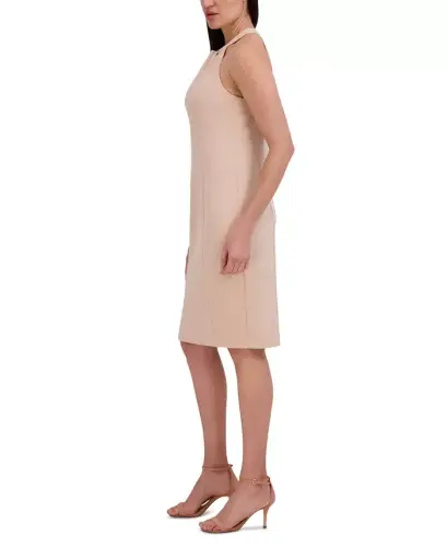 Halter-Neck Sleeveless Sheath Dress - Latte - 3