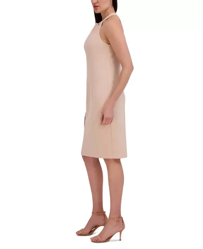 Halter-Neck Sleeveless Sheath Dress - Latte - 3