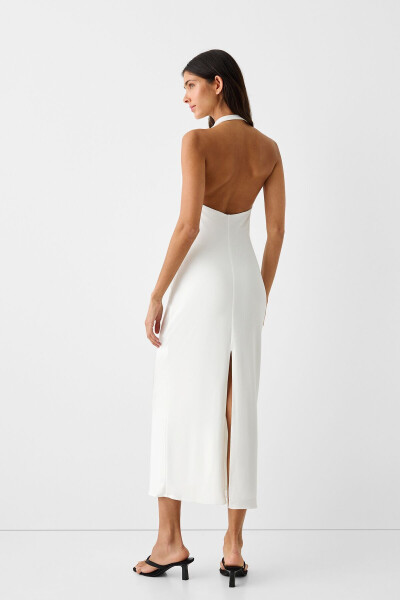 Halter yaka midi elbise - 4