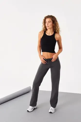 Halter Yoqali Fitilli Crop Atlet A0942-x5-Qora - 3