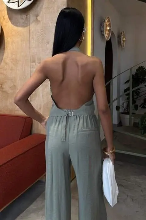 Halter yoqali yelekli modal kostyum 10144 - 2