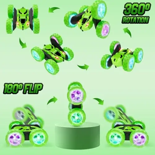 Hamdol Remote Control Stunt Car for Kids, 360° Spinning Double-Sided RC Toy with LED Wheel Lights, 4WD Rechargeable Vehicle for Boys Ages 6–12, Educational STEM Toy & Valentines Gift - 5