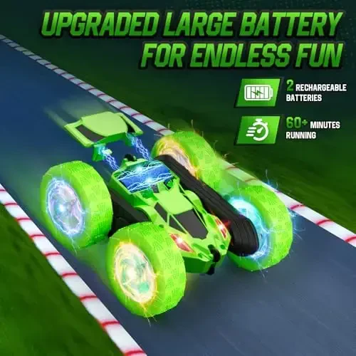 Hamdol Remote Control Stunt Car for Kids, 360° Spinning Double-Sided RC Toy with LED Wheel Lights, 4WD Rechargeable Vehicle for Boys Ages 6–12, Educational STEM Toy - 3