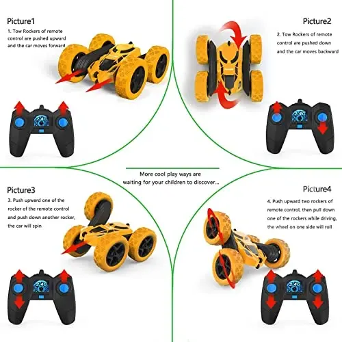 Hamdol Remote Control Stunt Car for Kids, 360° Rotating Double-Sided RC Toy Vehicle with LED Headlights, 4WD 2.4GHz Rechargeable Electric Car, Boys & Girls Toy, Birthday Ages 6–12 - 4