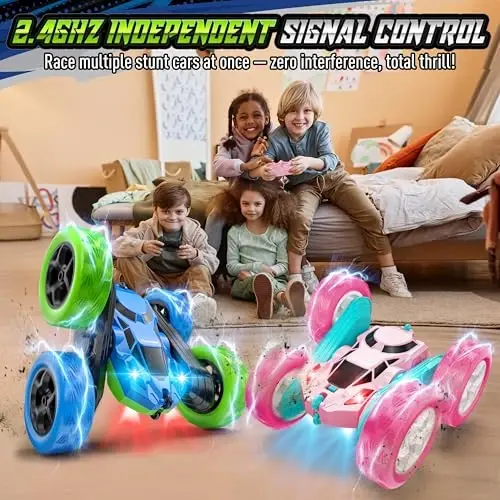 Hamdol Upgraded RC Car for Kids, 360° Rotating Double Sided Stunt Vehicle with Headlights, 2.4GHz 4WD Remote Control Car, USB-C Rechargeable Electric Toy, Birthday for Boys & Girls - 2