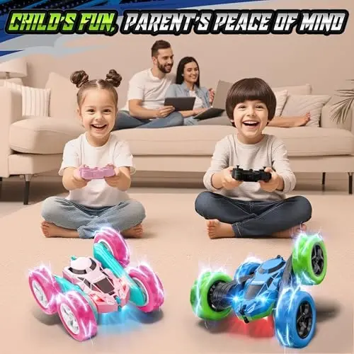 Hamdol Upgraded RC Car for Kids, 360° Rotating Double Sided Stunt Vehicle with Headlights, 2.4GHz 4WD Remote Control Car, USB-C Rechargeable Electric Toy, Birthday for Boys & Girls - 5