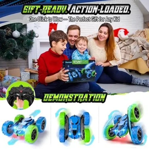Hamdol Upgraded RC Car for Kids, 360° Rotating Double Sided Stunt Vehicle with Headlights, 2.4GHz 4WD Remote Control Car, USB-C Rechargeable Electric Toy, Birthday for Boys & Girls - 7