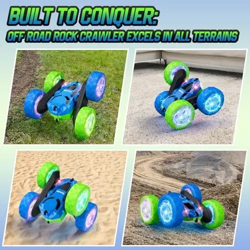 Hamdol RC Cars Toys for Kids Ages 6-12, 360° Spinning Double-Sided Remote Control Car with LED Lights, 4WD Rechargeable Toy for Boys Age 8-10, Perfect Birthday Holiday Valentines Easter Gift - 1