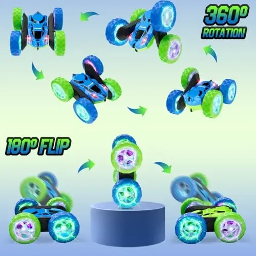 Hamdol RC Cars Toys for Kids Ages 6-12, 360° Spinning Double-Sided Remote Control Car with LED Lights, 4WD Rechargeable Toy for Boys Age 8-10, Perfect Birthday Holiday - 5