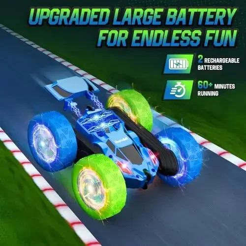 Hamdol RC Cars Toys for Kids Ages 6-12, 360° Spinning Double-Sided Remote Control Car with LED Lights, 4WD Rechargeable Toy for Boys Age 8-10, Perfect Birthday Holiday - 3