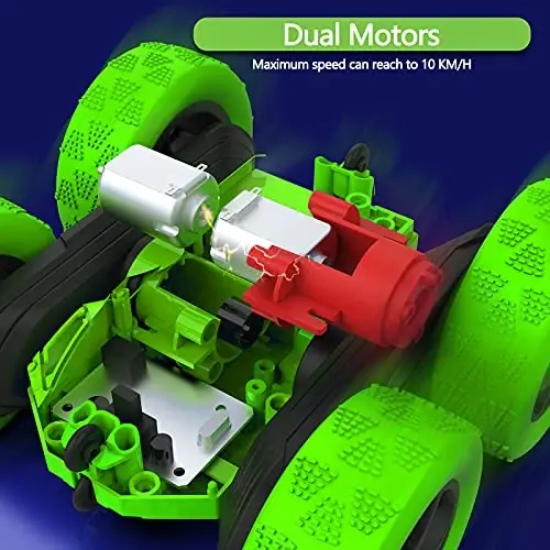 Hamdol Remote Control Car, Double Sided 360°Rotating 4WD RC Cars with Headlights 2.4GHz Electric Race Stunt Toy Car Rechargeable Toy Cars for Boys Girls Birthday (Green) - 3