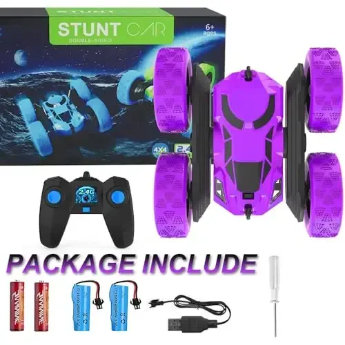 Hamdol Remote Control Car for Kids, 360° Spinning RC Stunt Car with Lights, 4WD Electric Off-Road Vehicle, 2.4GHz Rechargeable Toy Cars for Boys Girls Age 6 7 8 9 10 11 12, Birthday - 6