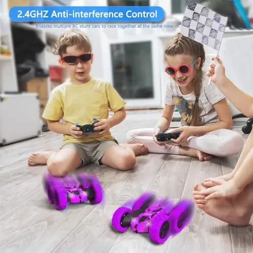 Hamdol Remote Control Car for Kids, 360° Spinning RC Stunt Car with Lights, 4WD Electric Off-Road Vehicle, 2.4GHz Rechargeable Toy Cars for Boys Girls Age 6 7 8 9 10 11 12, Birthday - 5