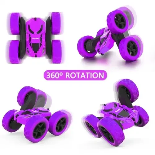 Hamdol Remote Control Car for Kids, Stunt RC Cars with Cool Wheel Lights, Double-Sided Driving, 360-degree Rotation Boys & Girls Toys for Ages 6 7 8 9 10-12 Kids, Christmas, Birthday Idea - 3